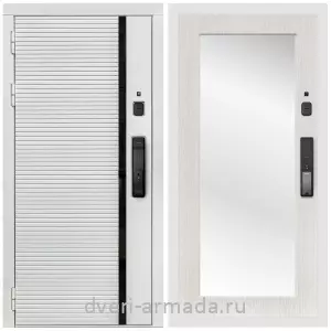 Входные двери с тремя петлями, Умная входная смарт-дверь Армада Каскад WHITE МДФ 10 мм Kaadas K9 / МДФ 16 мм ФЛЗ-Пастораль, Дуб белёный
