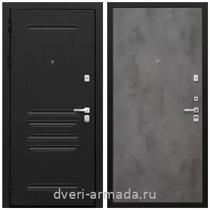 Двери МДФ для квартиры, Дверь входная Армада Экстра МДФ 10 мм ФЛ-243 Черная шагрень / МДФ 10 мм ФЛ-291 Бетон темный