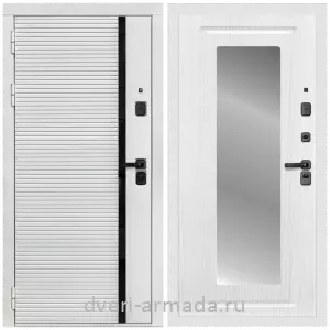 Белые двери с зеркалом, Дверь входная Армада Каскад WHITE МДФ 10 мм / МДФ 16 мм ФЛЗ-120 Ясень белый
