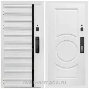 Входные двери с тремя петлями, Умная входная смарт-дверь Армада Каскад WHITE МДФ 10 мм Kaadas K9 / МДФ 16 мм МС-100 Белый матовый