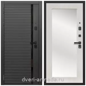Входные двери с зеркалом и теплоизоляцией, Дверь входная Армада Каскад BLACK МДФ 10 мм / МДФ 16 мм ФЛЗ-Пастораль, Дуб белёный