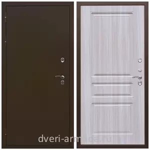 Коричневые входные двери, Металлическая коричневая дверь входная стальная уличная для загородного дома Армада Термо Молоток коричневый/ ФЛ-243 Сандал белый