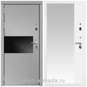 Белые двери с зеркалом, Дверь входная Армада Престиж Белая шагрень МДФ 16 мм Милк рикамо софт / МДФ 16 мм ФЛЗ Панорама-1 матовый