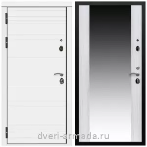 Белые двери с зеркалом, Дверь входная Армада Престиж Черная шагрень матовый линии горизонт МДФ 16 мм / МДФ 16 мм СБ-16 Сандал белый