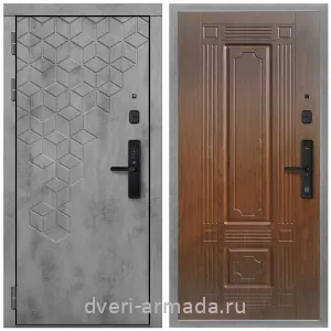 Темные входные двери, Дверь входная Армада Квадро МДФ 16 мм Kaadas S500 / МДФ 6 мм ФЛ-2 Мореная береза