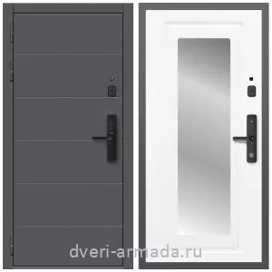 Входные двери с зеркалом и теплоизоляцией, Дверь входная Армада Роуд МДФ 10 мм Kaadas S500 / МДФ 16 мм ФЛЗ-120 Ясень белый