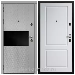 Входные двери 2050 мм, Дверь входная Армада Престиж Черная шагрень МДФ 16 мм Милк рикамо софт / ФЛ-117 Белый матовый
