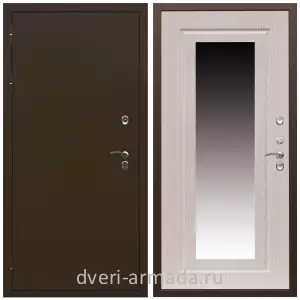 Входные двери с зеркалом и теплоизоляцией, Дверь входная уличная в дом Армада Термо Молоток коричневый/ МДФ 16 мм ФЛЗ-120 Дуб белёный
