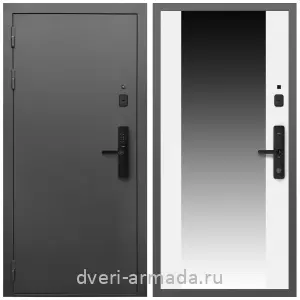Белые двери с зеркалом, Умная входная смарт-дверь Армада Гарант Kaadas S500/ МДФ 16 мм СБ-16 Белый матовый