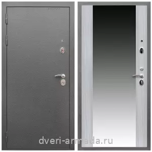Входные двери с зеркалом и теплоизоляцией, Дверь входная Армада Оптима Антик серебро / МДФ 16 мм СБ-16 Сандал белый
