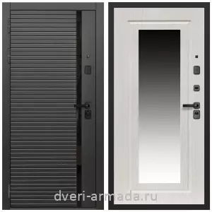 Входные двери с зеркалом и теплоизоляцией, Дверь входная Армада Каскад BLACK МДФ 10 мм / МДФ 16 мм ФЛЗ-120 Дуб белёный