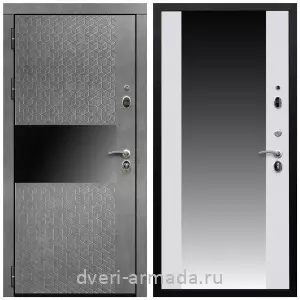 Темные входные двери, Дверь входная Армада Престиж Черная шагрень МДФ 16 мм Штукатурка графит / МДФ 16 мм СБ-16 Белый матовый
