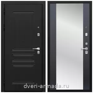 Белые двери с зеркалом, Дверь входная железная Армада Экстра МДФ 10 мм ФЛ-243 Черная шагрень / МДФ 16 мм СБ-16 Венге