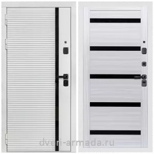 Взломостойкие входные двери 1.2, Дверь входная Армада Каскад WHITE МДФ 10 мм / МДФ 16 мм СБ-14 Сандал белый стекло черное
