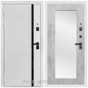 Входные двери с зеркалом и теплоизоляцией, Дверь входная Армада Каскад WHITE МДФ 10 мм / МДФ 16 мм ФЛЗ-Пастораль, Бетон светлый