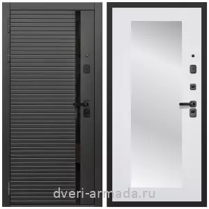 Входные двери с зеркалом и теплоизоляцией, Дверь входная Армада Каскад BLACK МДФ 10 мм / МДФ 16 мм ФЛЗ-Пастораль, Белый матовый