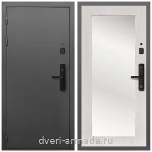 Белые двери с зеркалом, Умная входная смарт-дверь Армада Гарант Kaadas S500/ МДФ 16 мм ФЛЗ-Пастораль, Дуб белёный