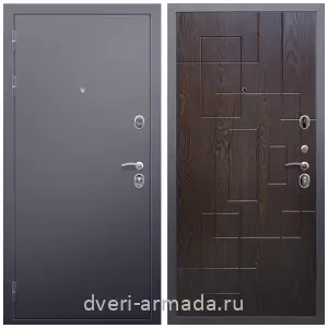 МДФ со стеклянными вставками, Дверь входная Армада Люкс Антик серебро / МДФ 16 мм ФЛ-57 Дуб шоколад