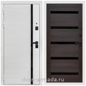 Входные двери толщиной 1.2 мм, Дверь входная Армада Каскад WHITE МДФ 10 мм / МДФ 16 мм СБ-14 Эковенге стекло черное