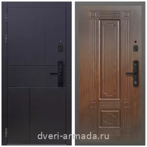 Темные входные двери, Умная входная смарт-дверь Армада Оникс МДФ 10 мм Kaadas S500 / МДФ 16 мм ФЛ-2 Мореная береза