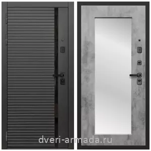 Входные двери с зеркалом и теплоизоляцией, Дверь входная Армада Каскад BLACK МДФ 10 мм / МДФ 16 мм ФЛЗ-Пастораль, Бетон темный