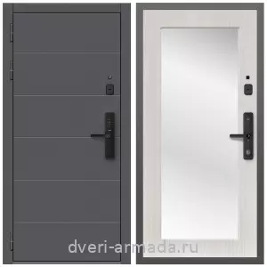 Белые двери с зеркалом, Дверь входная Армада Роуд МДФ 10 мм Kaadas S500 / МДФ 16 мм ФЛЗ-Пастораль, Дуб белёный