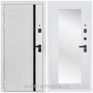 Белые двери с зеркалом, Дверь входная Армада Каскад WHITE МДФ 10 мм / МДФ 16 мм ФЛЗ-Пастораль, Ясень белый