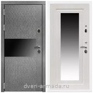 Белые двери с зеркалом, Дверь входная Армада Престиж Белая шагрень МДФ 16 мм Штукатурка графит / ФЛЗ-120 Дуб беленый