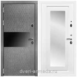Белые двери с зеркалом, Дверь входная Армада Престиж Белая шагрень МДФ 16 мм Штукатурка графит / ФЛЗ-120 Ясень белый