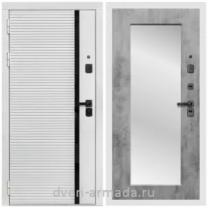 Входные двери с зеркалом и теплоизоляцией, Дверь входная Армада Каскад WHITE МДФ 10 мм / МДФ 16 мм ФЛЗ-Пастораль, Бетон темный