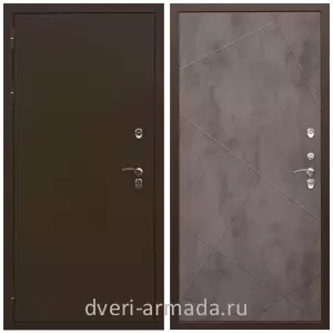 Коричневые входные двери, Металлическая коричневая дверь входная утепленная в частный дом Армада Термо Молоток коричневый/ ФЛ-291 Бетон темный морозостойкая