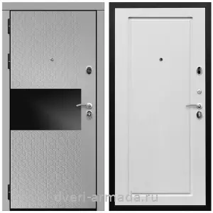 Двери МДФ для квартиры, Дверь входная Армада Престиж Черная шагрень МДФ 16 мм Милк рикамо софт / МДФ 16 мм ФЛ-119 Ясень белый