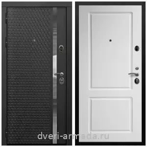 Двери МДФ для квартиры, Дверь входная Армада Престиж Черная шагрень МДФ 16 мм ФЛН - 501/ МДФ 16 мм ФЛ-117 Белый матовый