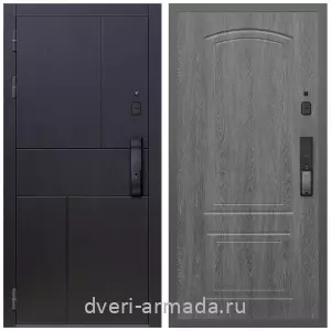 Темные входные двери, Умная входная смарт-дверь Армада Оникс МДФ 10 мм Kaadas K9 / МДФ 6 мм ФЛ-138 Дуб Филадельфия графит