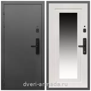 Белые двери с зеркалом, Умная входная смарт-дверь Армада Гарант Kaadas S500/ МДФ 16 мм ФЛЗ-120 Дуб белёный