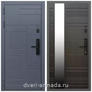 Белые двери с зеркалом, Умная входная смарт-дверь Армада Аккорд МДФ 10 мм Kaadas S500 / МДФ 16 мм ФЛЗ-Сити Венге