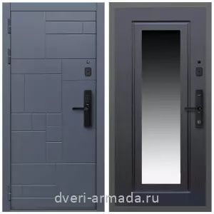 Белые двери с зеркалом, Умная входная смарт-дверь Армада Аккорд МДФ 10 мм Kaadas S500 / МДФ 16 мм ФЛЗ-120 Венге