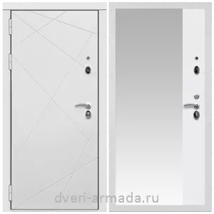 Входные двери с зеркалом и теплоизоляцией, Дверь входная Армада Тесла МДФ 16 мм / МДФ 16 мм ФЛЗ Панорама-1 Белый матовый