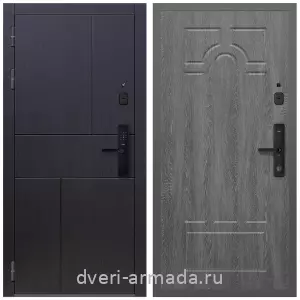Темные входные двери, Умная входная смарт-дверь Армада Оникс МДФ 10 мм Kaadas S500 / МДФ 6 мм ФЛ-58 Дуб Филадельфия графит