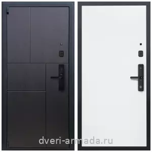 Темные входные двери, Дверь входная Армада Бастион МДФ 16 мм Kaadas S500 / МДФ 10 мм Гладкая белый матовый