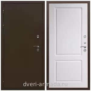 Толстые входные двери, Дверь входная уличная в дом Армада Термо Молоток коричневый/ МДФ 16 мм ФЛ-117 Белый матовый