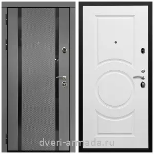 Двери МДФ для квартиры, Дверь входная Армада Престиж Черная шагрень МДФ 16 мм Графит абсолют софт / МДФ 16 мм МС-100 Белый матовый