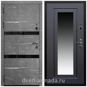 Двери МДФ для квартиры, Дверь входная Армада Престиж Черная шагрень МДФ 16 мм Торос графит / МДФ 16 мм ФЛЗ-120 Венге