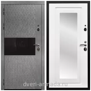 Черные входные двери, Металлическая дверь входная Армада Престиж Черная шагрень МДФ 16 мм Штукатурка графит / МДФ 16 мм ФЛЗ-120 Ясень белый
