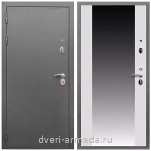 Входные двери с зеркалом и теплоизоляцией, Дверь входная Армада Оптима Антик серебро / МДФ 16 мм СБ-16 Белый матовый