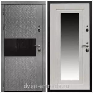 Правые входные двери, Дверь входная Армада Престиж Черная шагрень МДФ 16 мм Штукатурка графит / МДФ 16 мм ФЛЗ-120 Дуб белёный