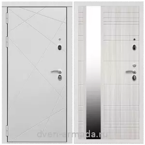 Входные двери с зеркалом и теплоизоляцией, Дверь входная Армада Тесла МДФ 16 мм / МДФ 16 мм ФЛЗ-Сити Сандал белый