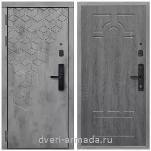 Темные входные двери, Дверь входная Армада Квадро МДФ 16 мм Kaadas S500 / МДФ 6 мм ФЛ-58 Дуб Филадельфия графит