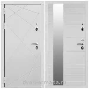 Входные двери с зеркалом и теплоизоляцией, Дверь входная Армада Тесла МДФ 16 мм / МДФ 16 мм ФЛЗ-Сити Белый матовый