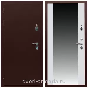 Белые двери с зеркалом, Дверь входная Армада Люкс Антик медь / СБ-16 Белый матовый